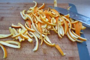Orange peel cut into slices 