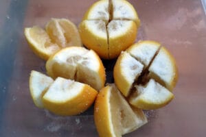 Sliced lemons, salted
