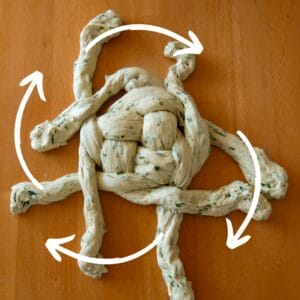 Bear's garlic knot plaiting instructions #3
