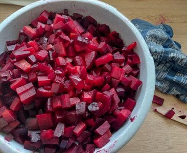 Chopped beetroots