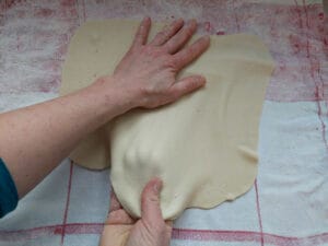 Pulling strudel dough
