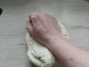 Kneading strudel dough